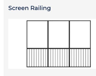Screen railing system by Apartment Railing Systems for apartments, balconies, and hotels. Featuring