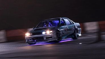 Modified drift car in action