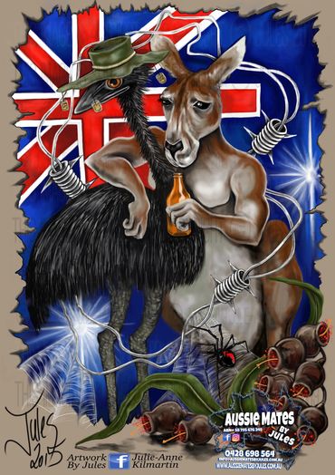 Aussie Mates Original artwork by Julie-Anne Forbes