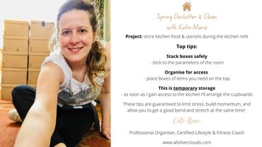 Spring Declutter & Clean with All Silver Clouds. Boxes for now. Tips, motivation, success. Join us