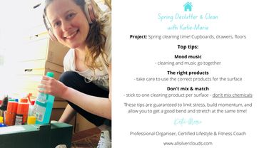 Spring Declutter & Clean with All Silver Clouds. Cleaning merch - go natural for allergies. Join us
