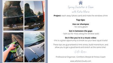 Spring Declutter & Clean with All Silver Clouds. Clean car inside and out. Declutter the glovebox!