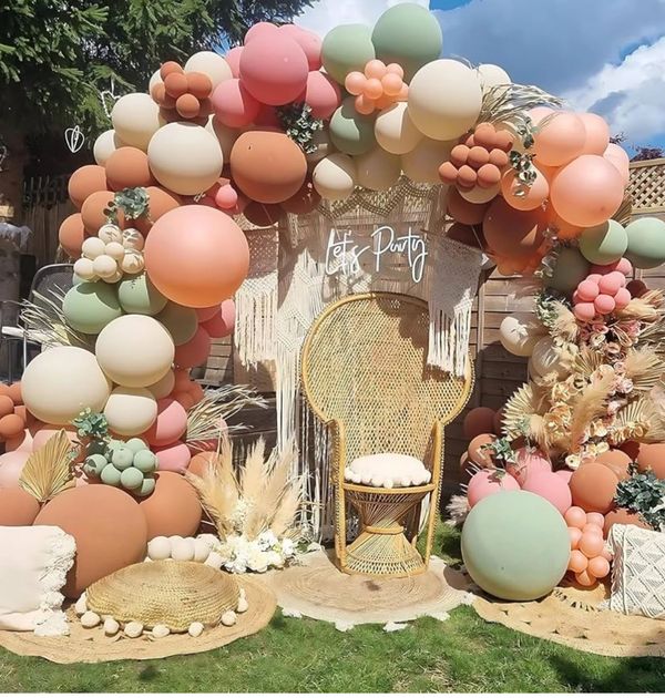 Birthday Party Lehigh Valley, PA.  Custom balloon arches and back drops.  Throne chairs.