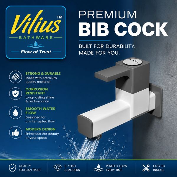 Modern and durable premium bib cock faucet in use.