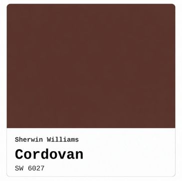 Sherwin Williams paint swatch in Cordovan, a rich brown color.