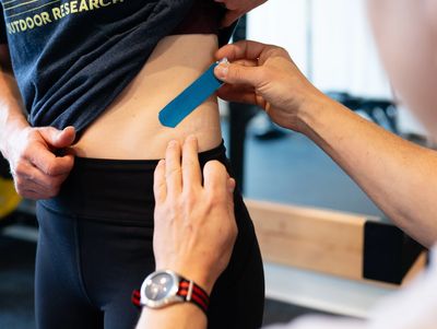 scar kinesiology tape. applied neurology technique to help remodel collagen fibers.