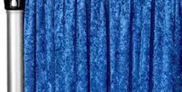 8ft Blue Velvet Pipe And Drape Rentals in All Dallas DFW Area.