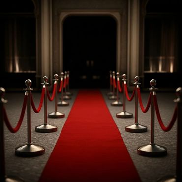 25ft Red Carpet Rentals with chrome stanchion poles and red rope rentals in Dallas DFW