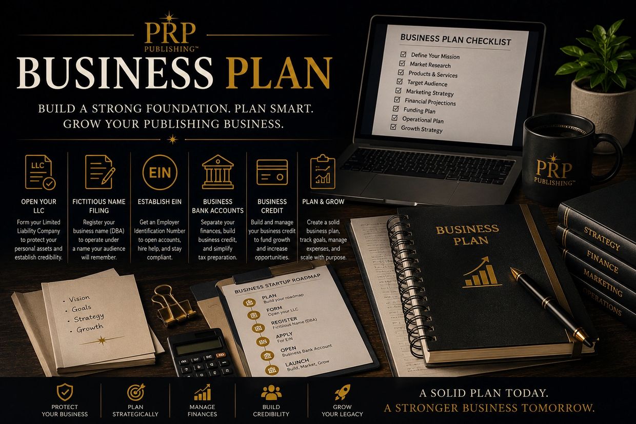 Comprehensive business plan guide with checklist, roadmap, and essential steps for publishing success.