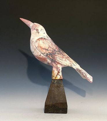 White Crow, saggar fired ceramics, 2022