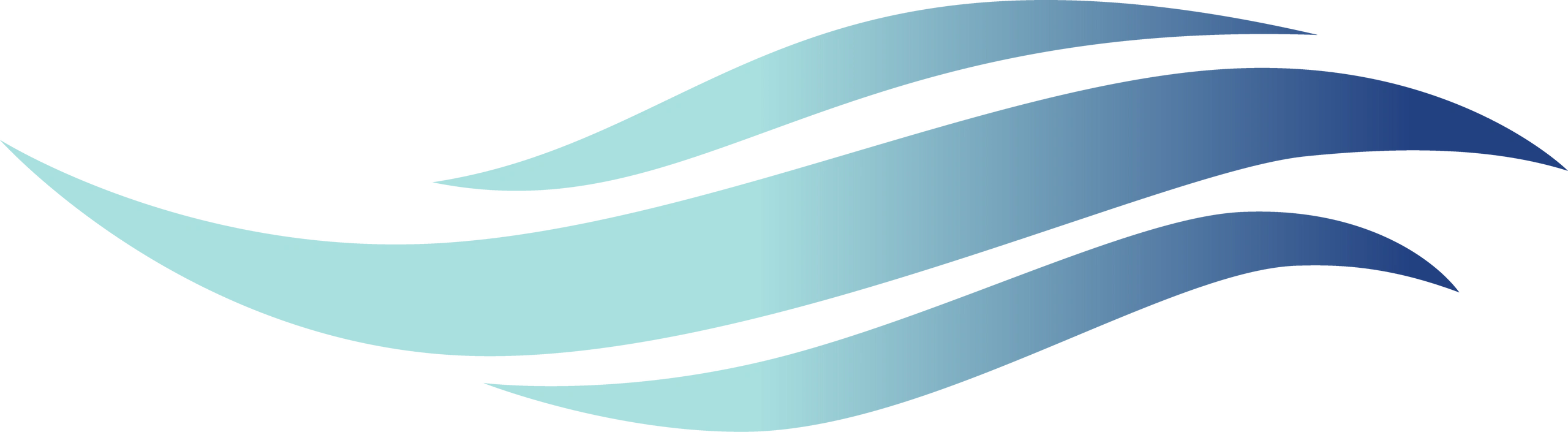Abstract blue gradient wave shapes on black background.