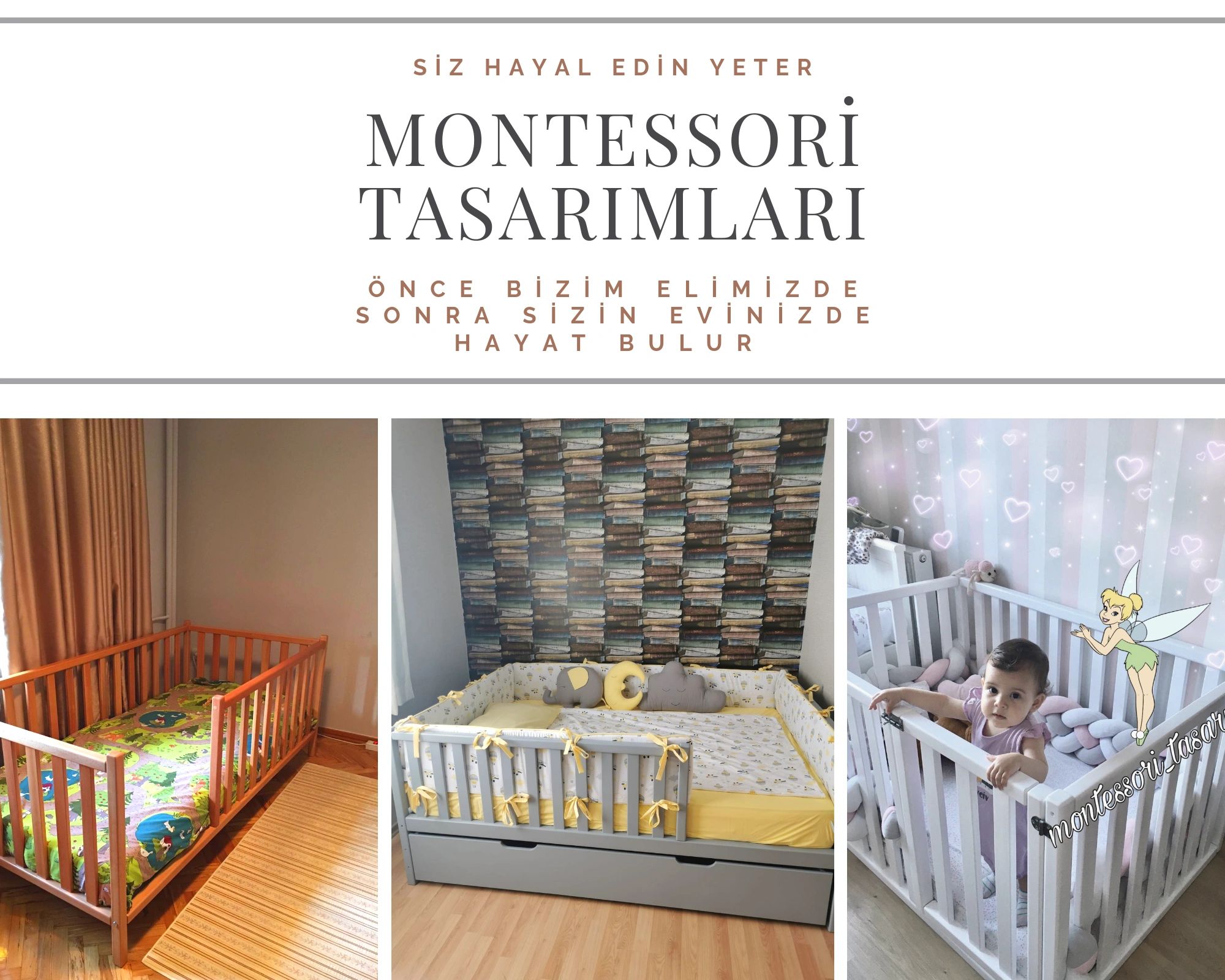 Kayın ağacından Ege modeli Montessori Yatak