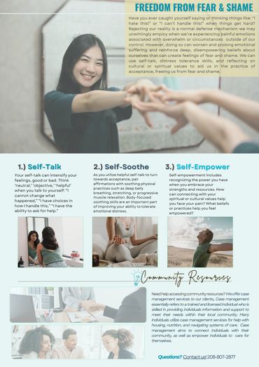 Tips for overcoming fear and shame through self-talk, self-soothe, and self-empowerment.