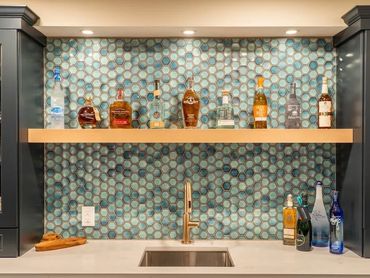 unique coastal backsplash - custom home bar in pittsburgh pa