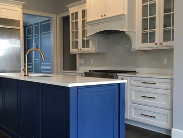 blue and white kitchen design - pittsburgh pa