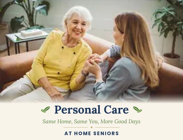 Elderly woman receiving personal care at home.