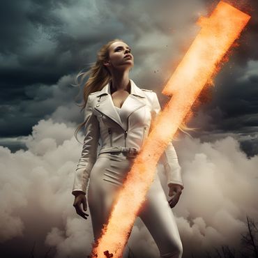 strawberry blond woman in a white leather looks with lightning to God & Heaven
https://sea-rocks.com