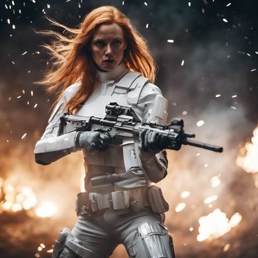 strawberry blond woman in white combat armor fires an assault rifle into air
https://sea-rocks.com
