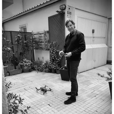 Dave flying drone in Madrid, Spain filming with Sanela Čović.