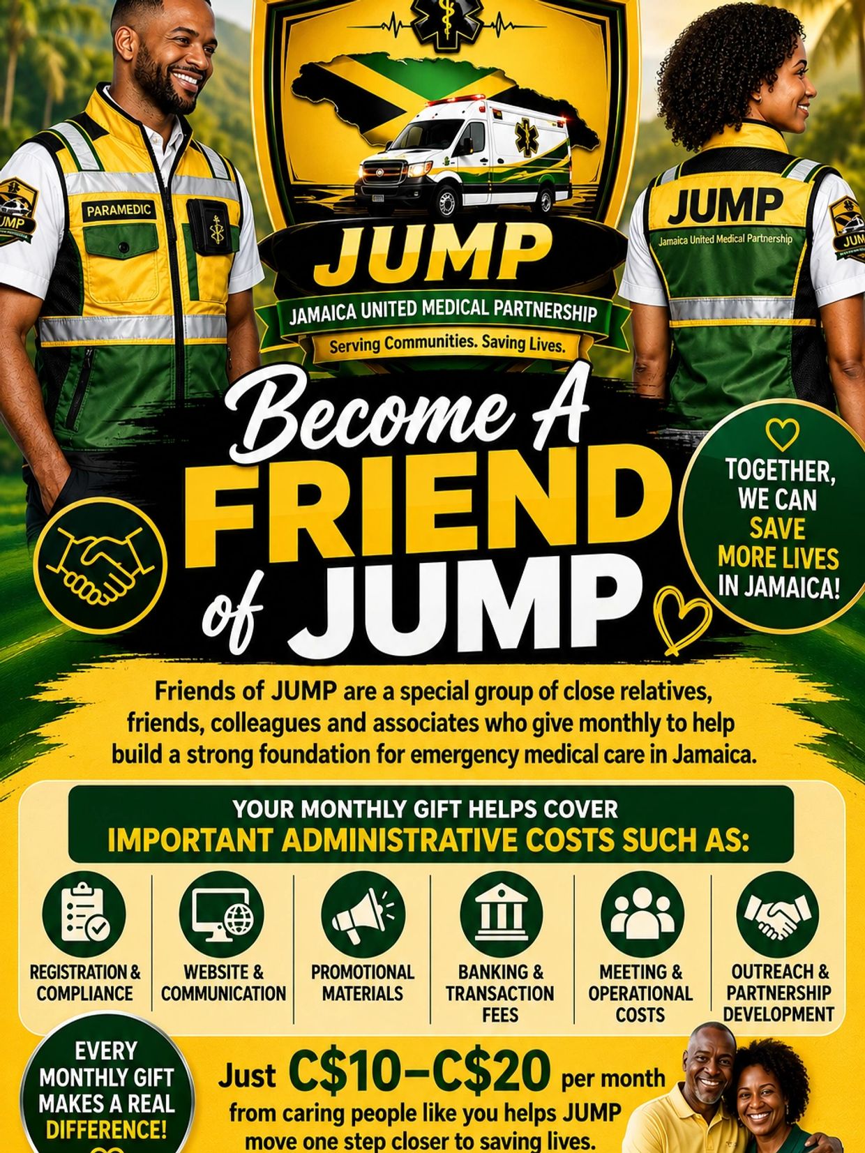 Become a Friend of JUMP and support emergency medical care in Jamaica.