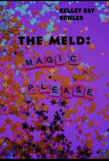Book cover with star confetti and Scrabble tiles spelling 'MAGIC PLEASE'.