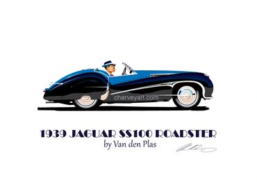 1939 Jaguar SS100 Roadster
Jaguar Roadster
Van der Plas
Classic British Car Art