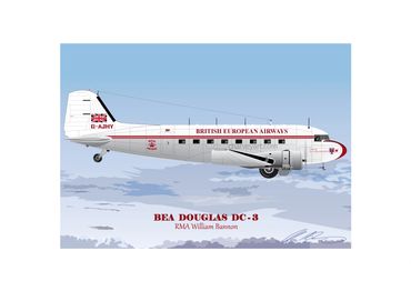 Douglas DC - 3
British European Airways
British Aircraft
Poster Art Print
Aviation Art