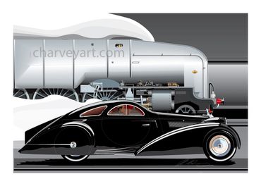 Hush Hush 10000
1925 Rolls Royce Phantom
Racing a Steam Locomotive
Railway Art
Classic  Car Art