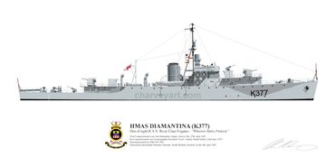 HMAS Diamantina
K377
River Class Frigate
RAN
Royal Australian Navy
Naval Art