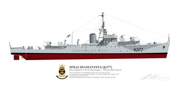 HMAS Diamantina
K377
River Class Frigate
RAN
Royal Australian Navy
Naval Art