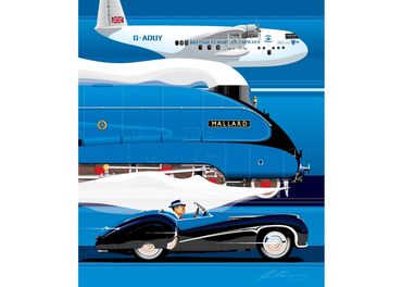 Short Empire Flying Boat
Mallard
Jaguar Roadster
Racing a Steam Locomotive
Railway Art
Aviation Art