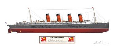RMS Lusitania
Ocean Liner
Cunard Line
Marine Art
Maritime Art
Poster, Prints
