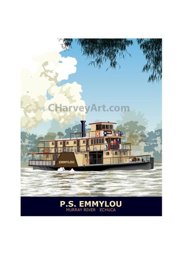 PS Emmylou
Paddle steamer
Steam engine
Murray River
Echuca
Victoria
Maritime Art
Poster, Prints