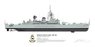 HMAS Swan (III)
RAN
Royal Australian Navy
Naval Art
Maritime Art
River Class 
Destroyer Escort
DE 50
