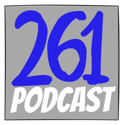 Logo with '261 Podcast' text in blue and white on gray.