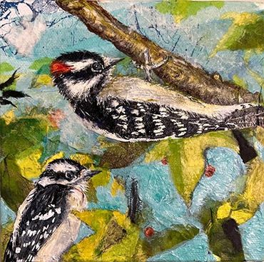 Sold. 6" x 6" Mixed Media.The Downeys- Mixed Media. Framed $250.00.