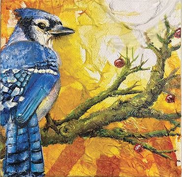 Sold. 6" x 6" Mixed Media.My Berries- Mixed Media. Framed $250.00.