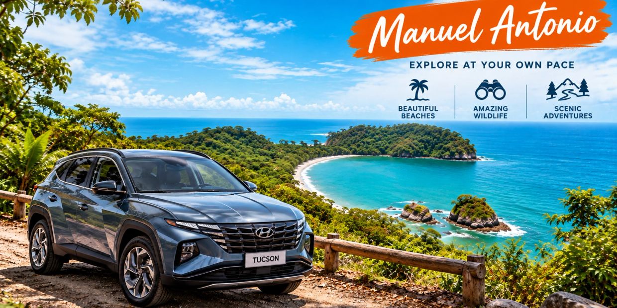 A car overlooking Manuel Antonio's scenic beach and ocean view.