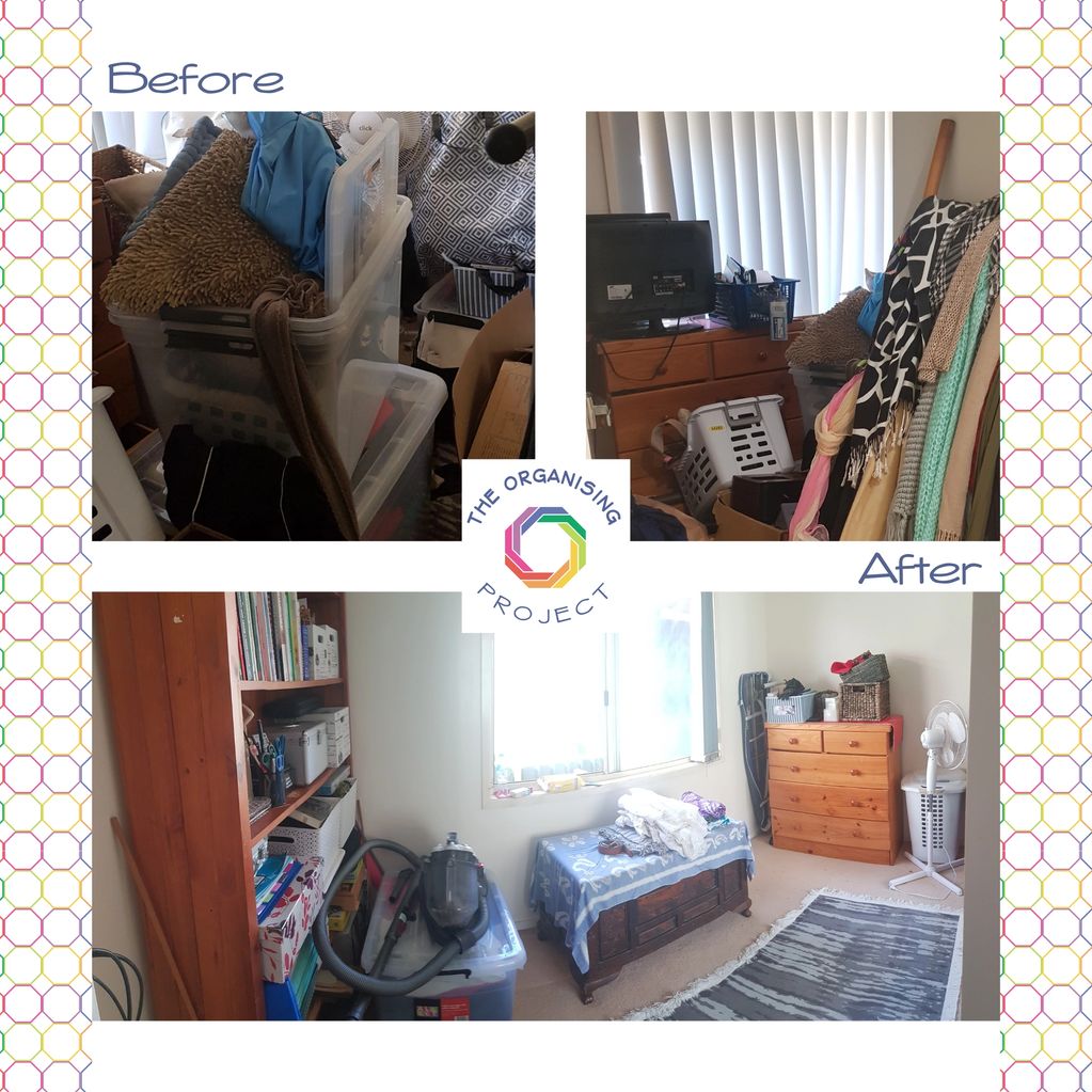 spare bedroom transformation - delayed decisions - less mess - decluttered - space to move 