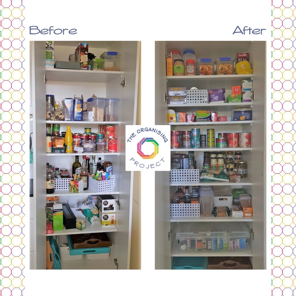 pantry storage - pantry makeover - creating zones - categorise - declutter - home organisation
