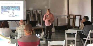 Dr Sandra Baxendell, goatvetoz doing training for goat owners in the use of FAMACHA cards for worms