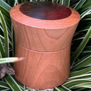pear wood lidded box with cocobolo insert