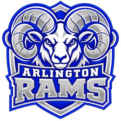 Arlington Rams sports team logo with a ram mascot.