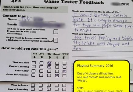 Early playtest feedback form shows positive comments