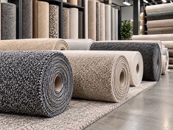 Rolls of carpet ready for fitting