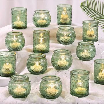 assorted green tealight holders