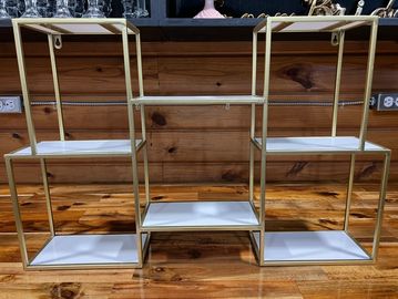 white & gold metal cupcake stand
