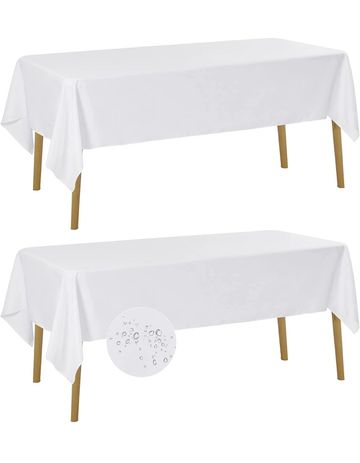 white rectangular table cloths