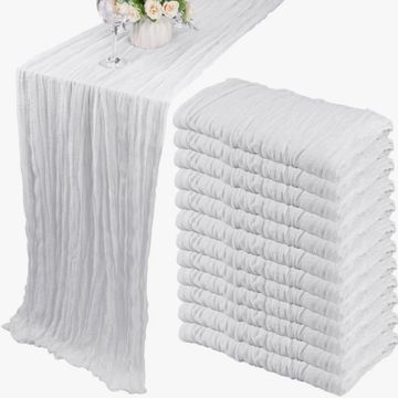 White cheesecloth table runners