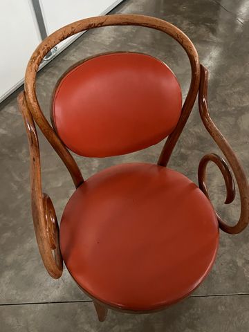 Orange wood cafe chairs